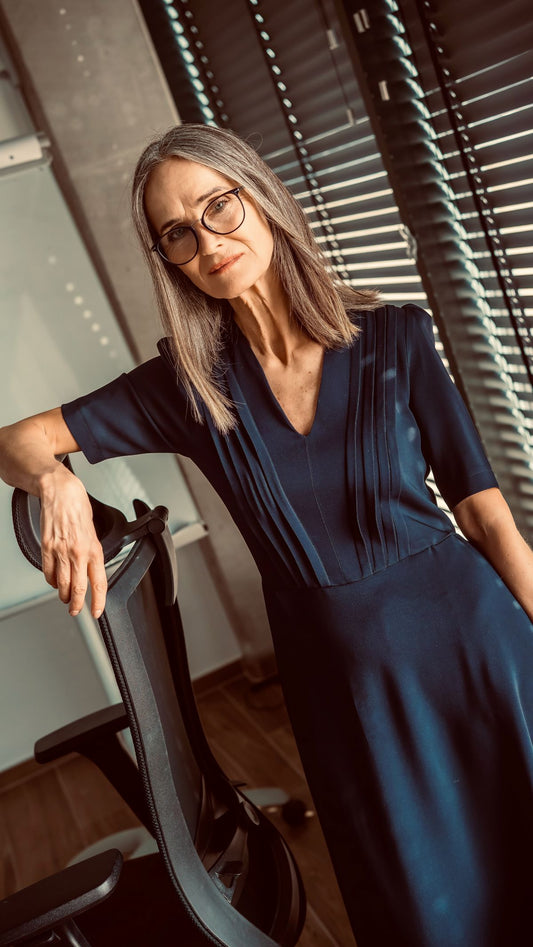 Navy blue rayon dress