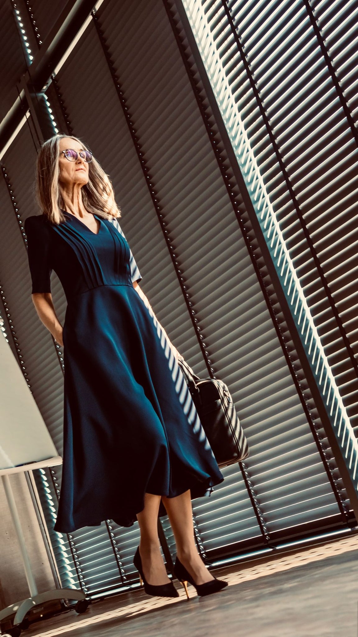 Navy blue rayon dress