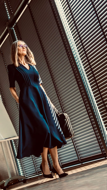 Navy blue rayon dress