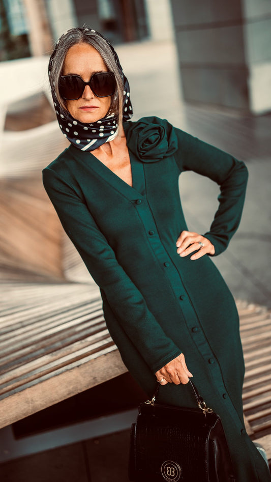 Ribbed knit midi dress