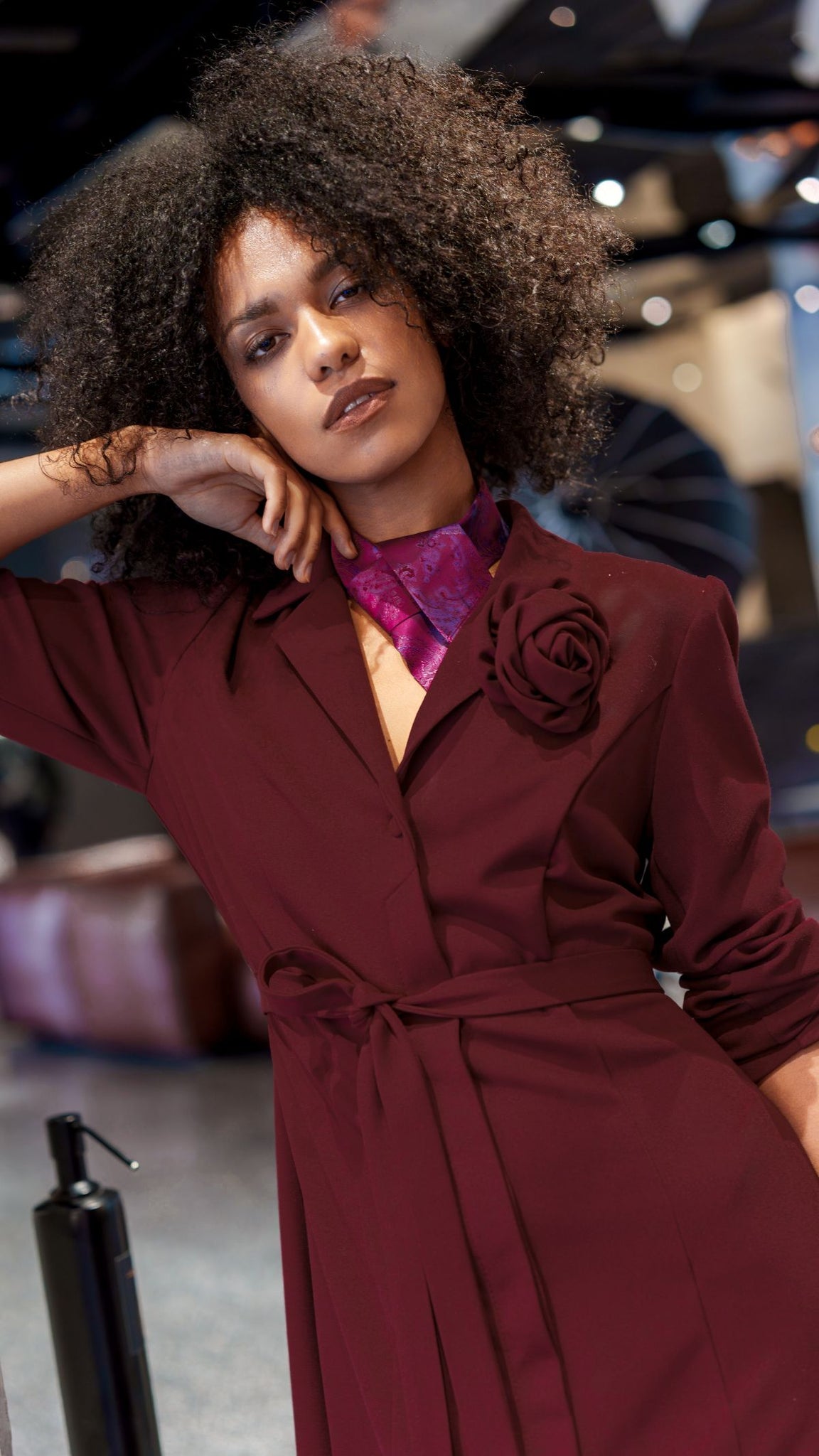 Burgundy rose clip-on