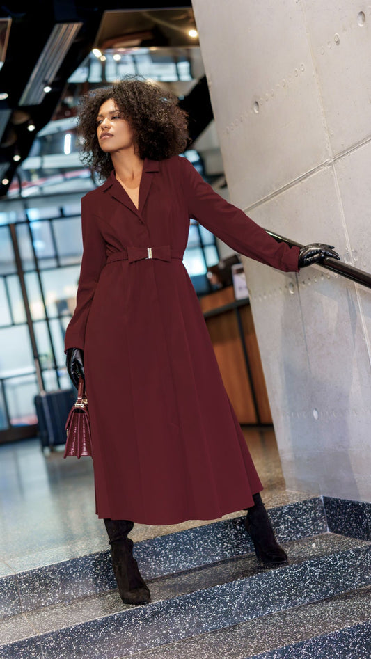 Burgundy zip-up dress