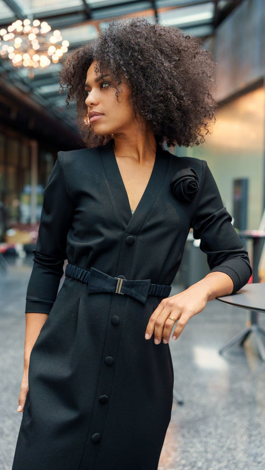 Black midi pencil dress