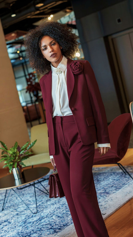 Burgundy trousers