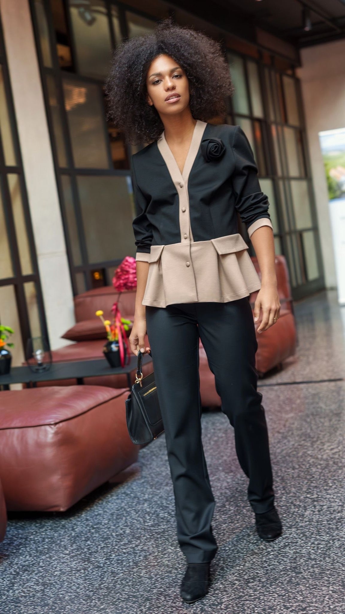 Black Soft Jacket / Trousers / Rose