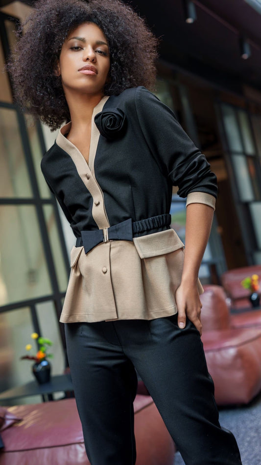 Black Soft Jacket / Trousers / Rose